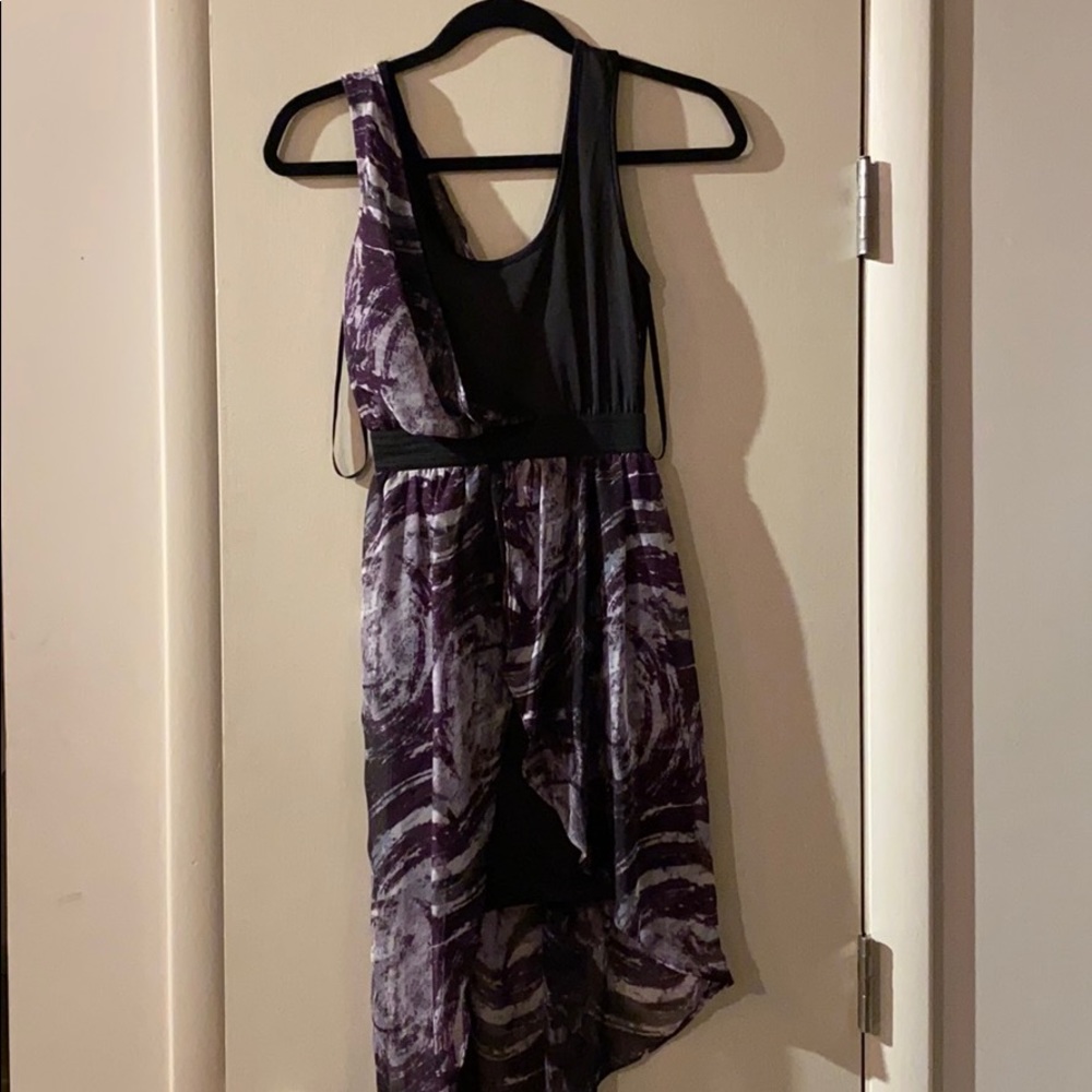 Purple/Black Waterfall Mini Event Dress